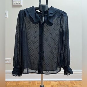 Who What Wear Black Ruffle Blouse